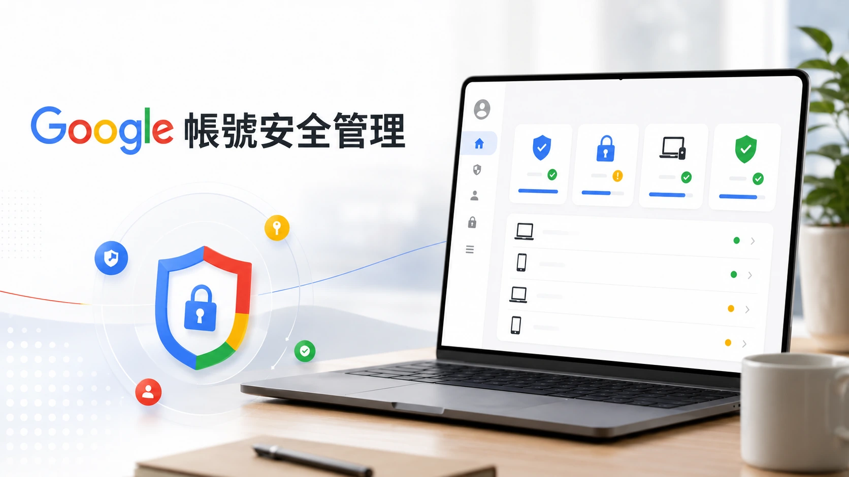 Google 帳號管理與活動總覽畫面